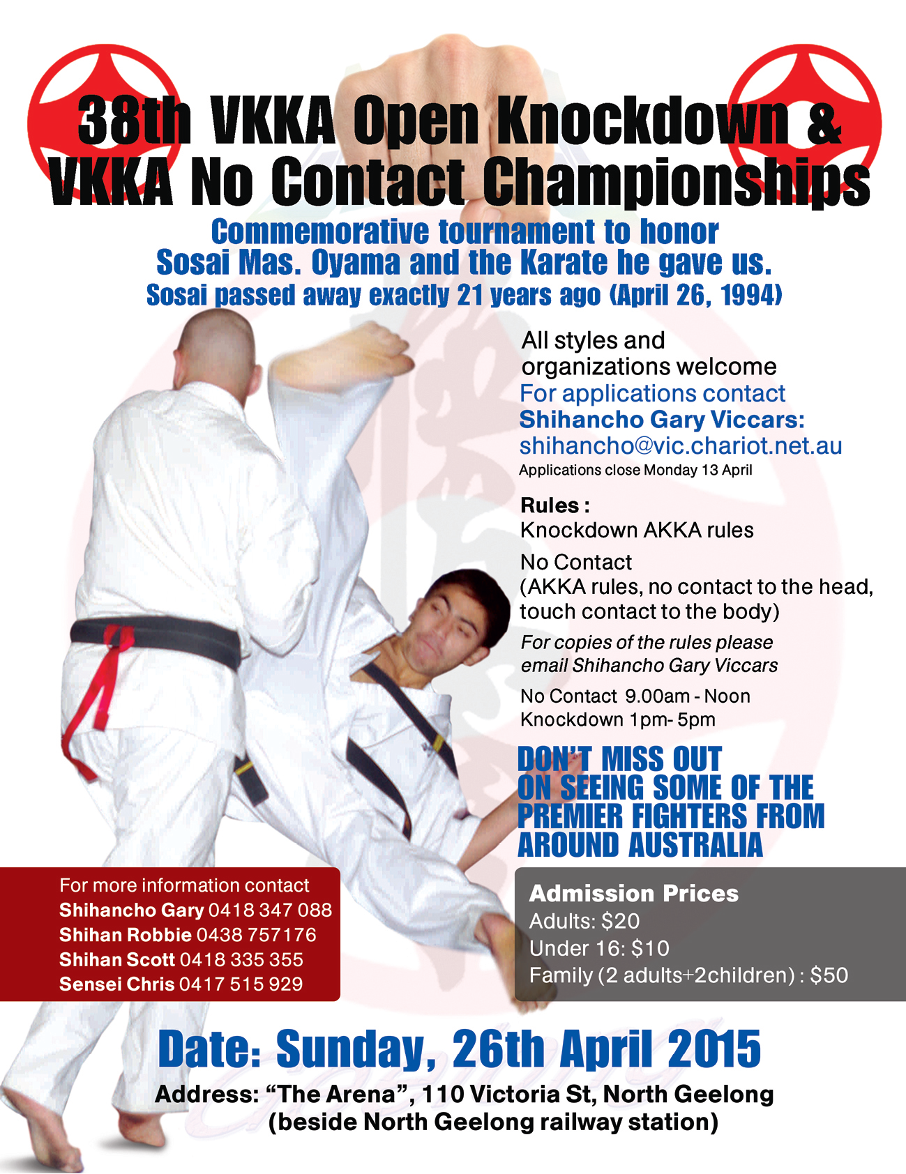 2015 VIC Open Karate Championships Poster